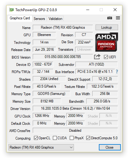 rx480 gpu-z